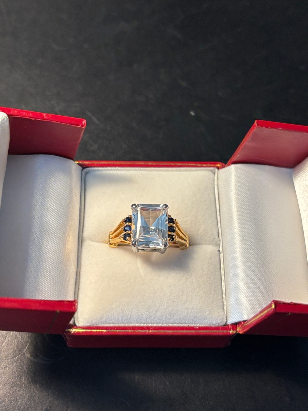 Glass cocktail ring in gold plated sterling silver